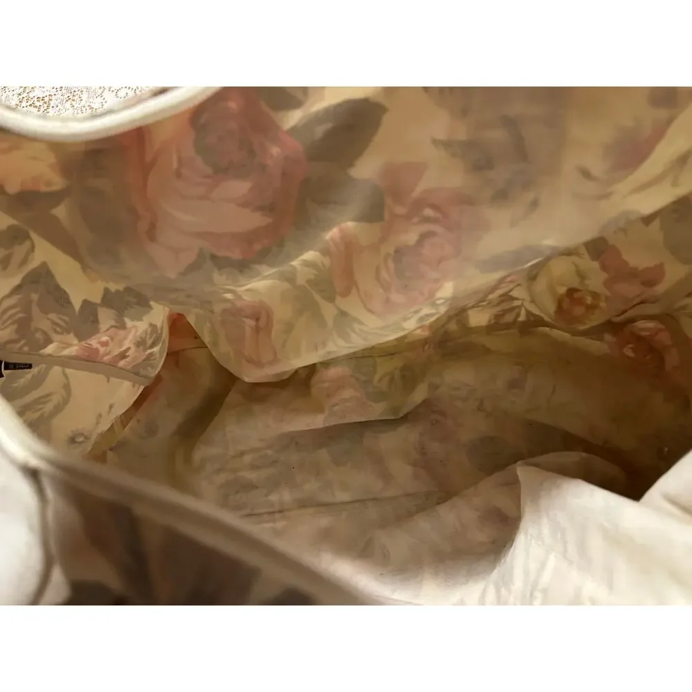 Vintage Floral Duffle Bag Canvas Rose Print Overnighter Weekend Travel Tote